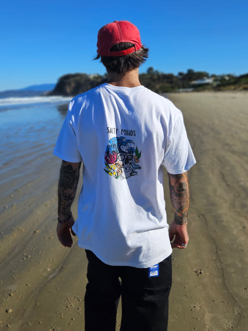Salty Minds Skull Tee - White